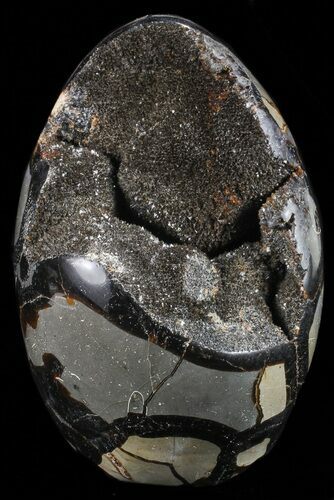 Polished Septarian Geode Sculpture - Black Crystals #67967